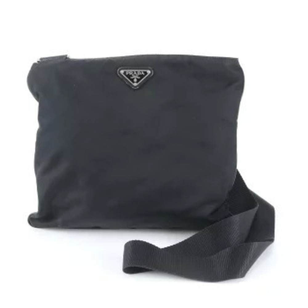 Prada Tessuto leather shoulder bag triangle crossbody messenger black